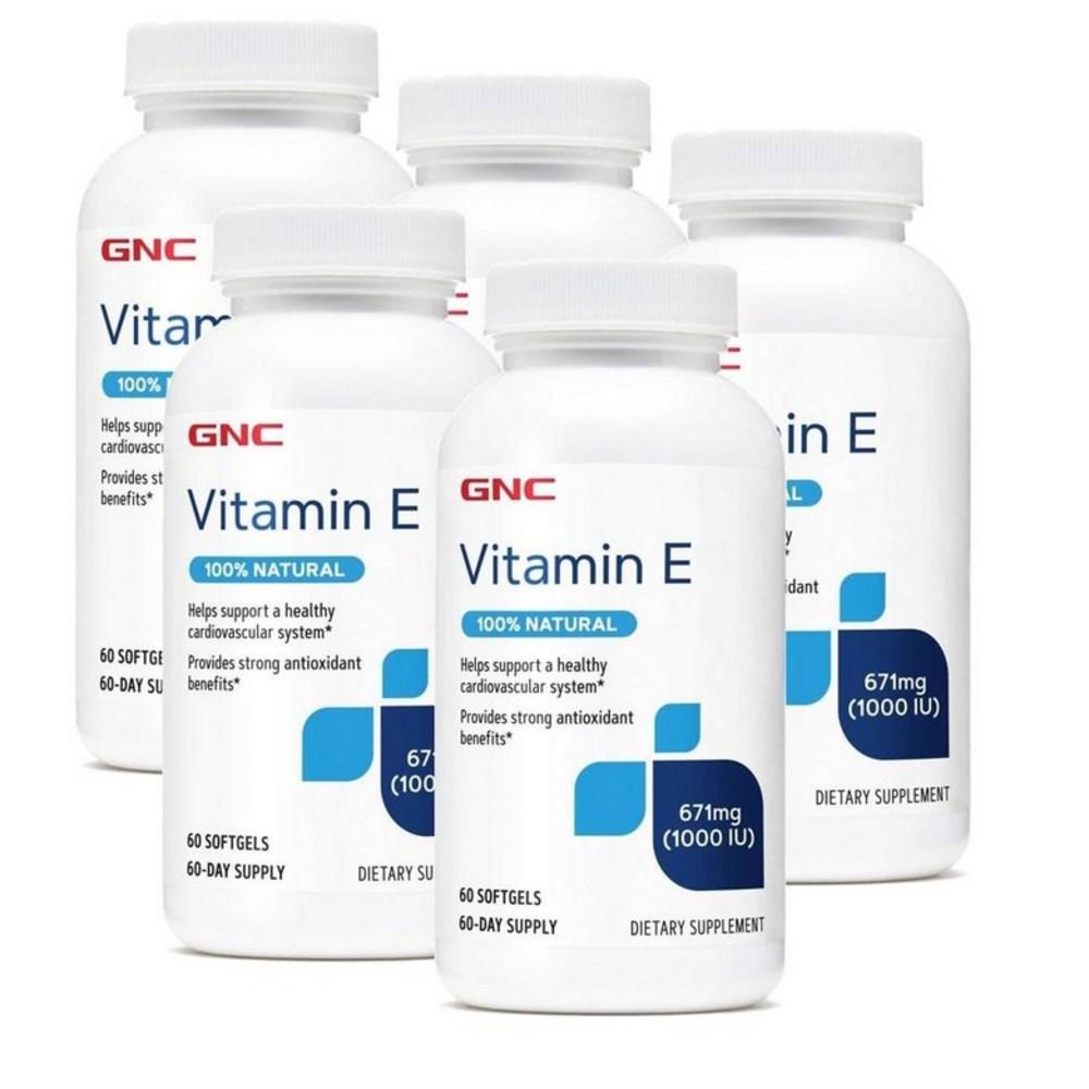 GNC Vitamin E Natural 1000IU Softgels GNC E 5 pcs 60 Tablets
