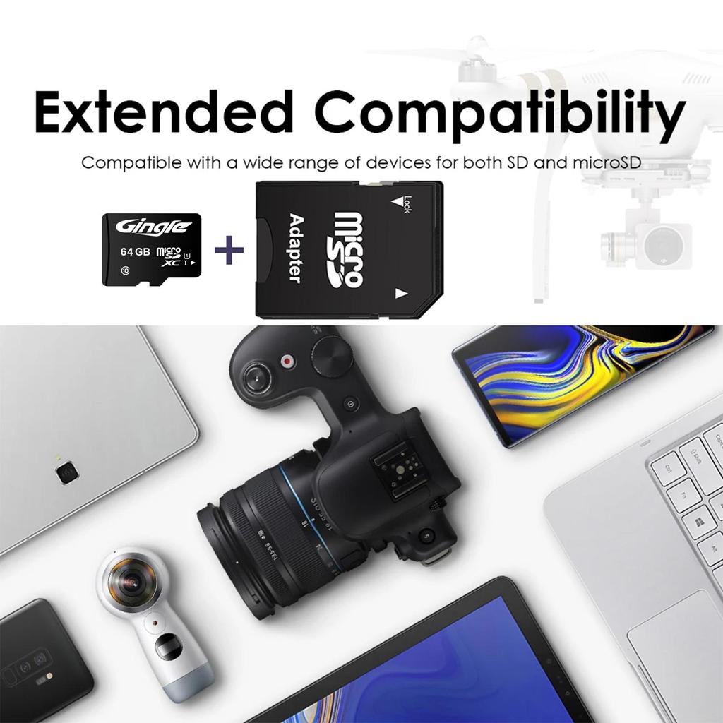 Карта памяти 64 ГБ Micro SD карта SD TF карта Флэш-карта Class10 Карта памяти 64 ГБ microSD TF C10 64G SDXC + кард-ридер SD адаптер Карта памяти для телефона