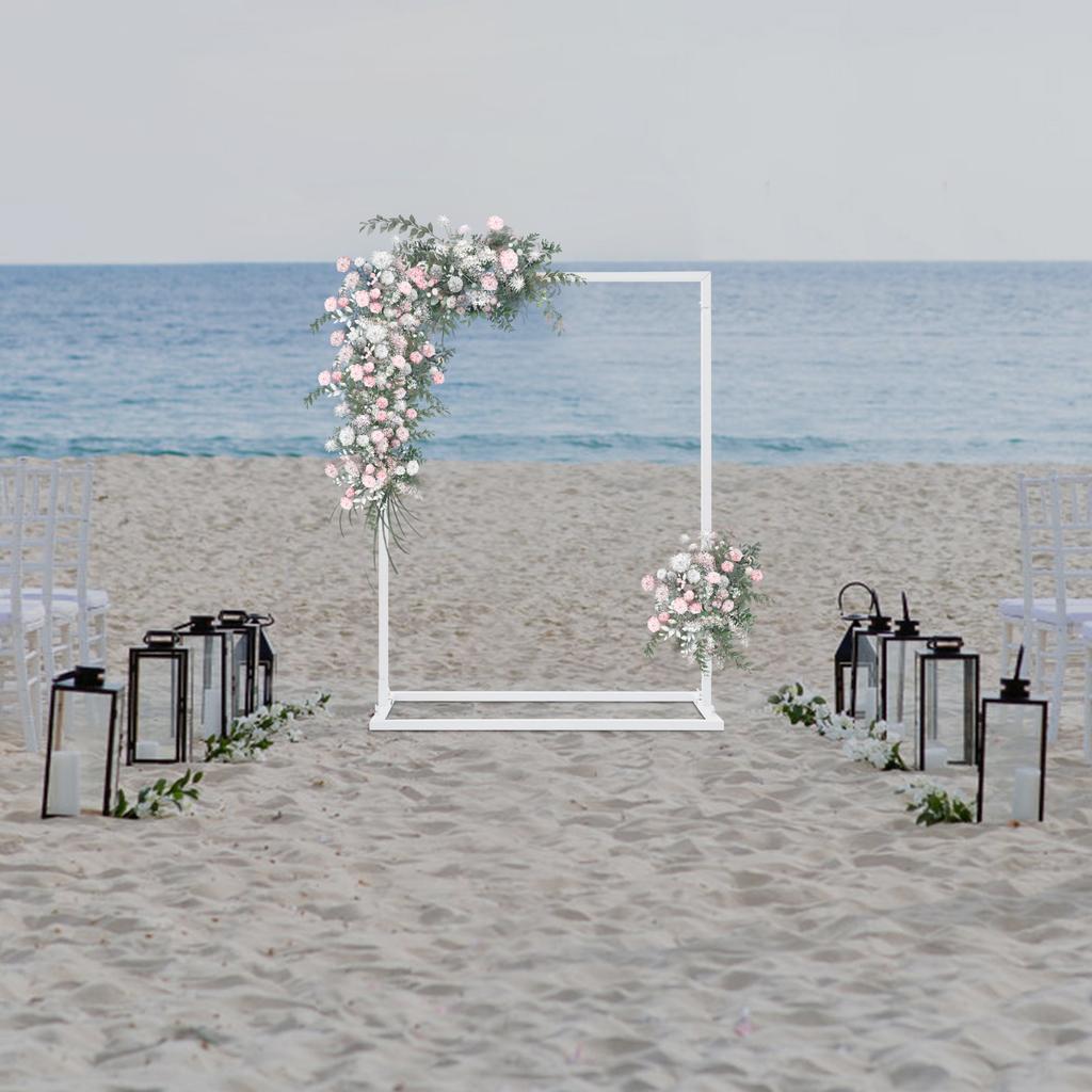 Элегантная белая свадебная арка, прямоугольная железная рама 1x0,75 м, современный напольный фон для церемонии, прочная грузоподъемность 8 кг