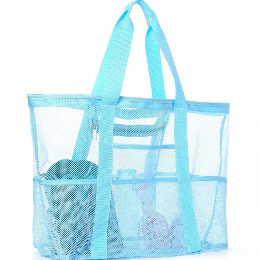 Beach Bag Large Capacity Toy Mesh Swim Bag Multi-Functional Travel Portable Shoulder Beach Bag Swimsuit Storage Bag