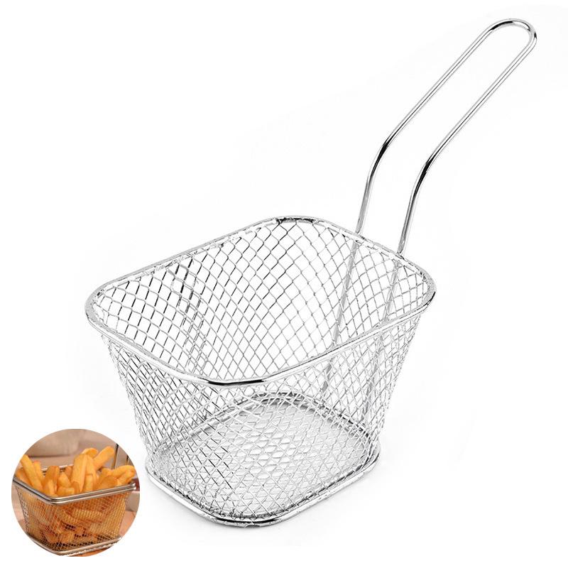 Stainless Steel French Fry Frying Basket with Oil Separator and Draining Rack