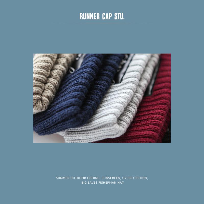 Зимняя мужская корейская шерстяная шапка, зимняя, полностью вязаная, с дынным принтом, теплая шапка с рукавами для головы и головы