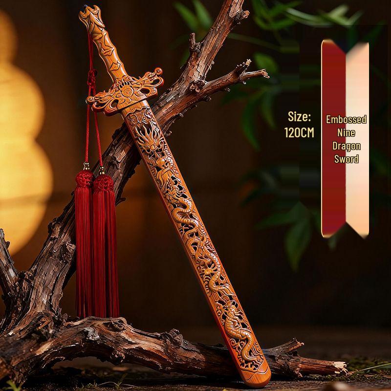 Hand-carved Feicheng Peach Wood Sword Ornament
