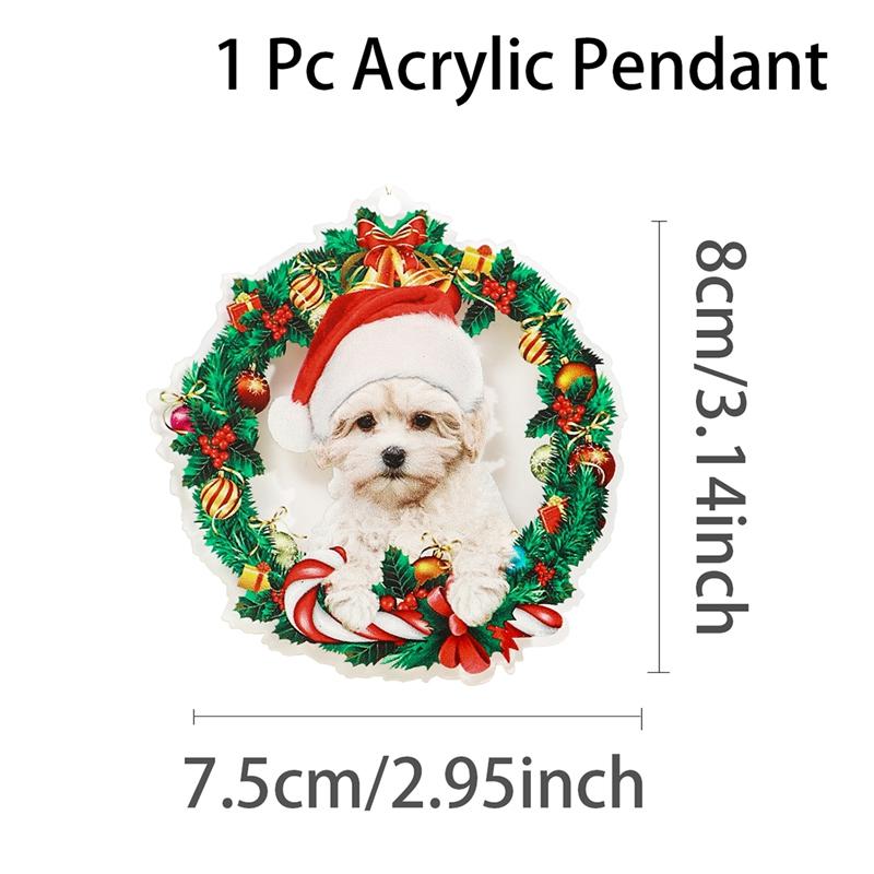1pc Puppy Acrylic Christmas Pendant, Christmas Tree Ornaments Christmas Decorations for Home 2025 Navidad Natal Gifts New Year