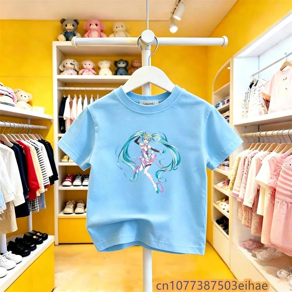 Hatsune Miku Anime Future Peripheral Collaboration Pure Cotton COS Anime Cartoon Printed Boys and Girls New Casual Tshirt