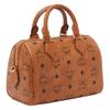 MCM Ella Silver Tone Metal Hardware Boston Bag Shoulder Crossbody Women Handbags Cognac MWBFAEA03CO001