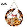 Wall Hanging Props for Halloween Wooden Trick or Treat Door Hanger, Pumpkin Ghost Bat Spider Web Welcome Classic Signs Sign with Jute Rope, Farmhouse