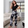 Women's Homewear Suit Spring and Autumn Thin Section of Casual Short-sleeved Long Trousers Pajamas Suit