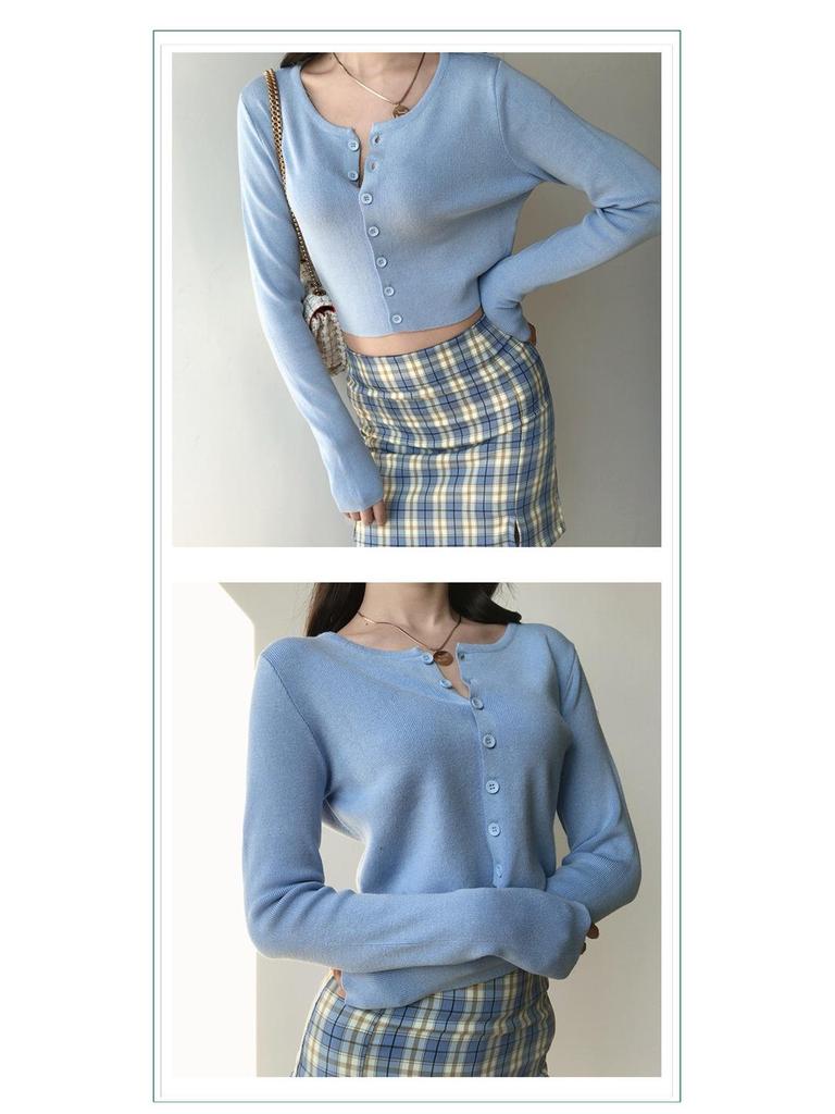 Женская белая футболка с длинным рукавом: Уникальный стиль ранней осени, модный нишевый дизайн, короткая куртка-кардиган.