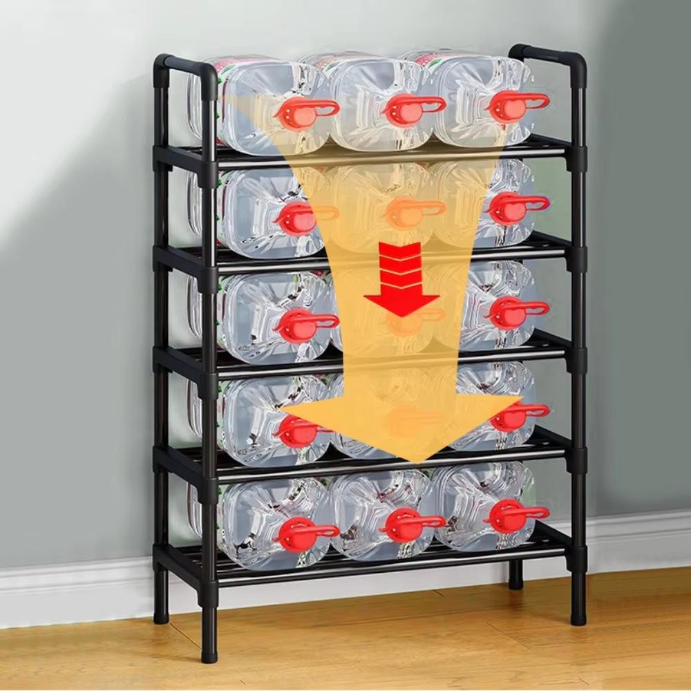 Простая полка для обуви Черная приподнятая полка для обуви Простая многослойная тумба для обуви Малая занимаемая площадь и высокая грузоподъемность