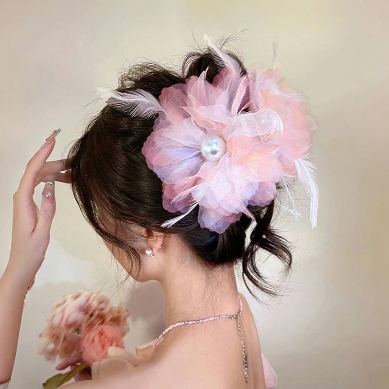 Элегантный темпераментный цветок заколка для волос для женщин и девочек универсальный блестящий перо кисточка акула заколка для волос аксессуары подарки