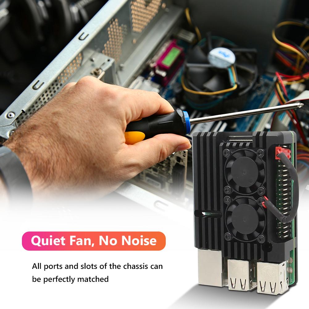 Корпус Металлический Корпус Коробка Оболочка Охлаждающий Вентилятор Радиатор из Алюминиевого Сплава без Двойного Охлаждающего Вентилятора для Raspberry Pi 3 Модель B B+