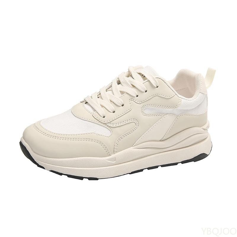 Белые туфли на толстой подошве, новая универсальная повседневная обувь, круглый носок, плоская подошва, нескользящие, удобные, износостойкие женские туфли