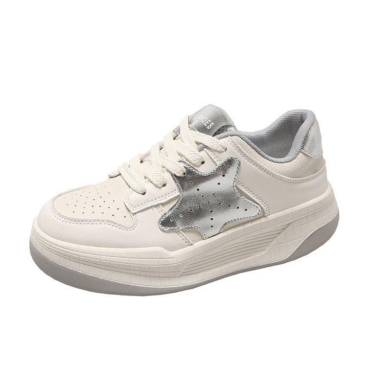 Туфли на мягкой подошве из кожи Star, женская обувь на осень и зиму 2025 года, с низким верхом, с металлическим листом, корейская версия, женская обувь