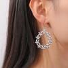 Floral Flowers Hoop Drop Earrings for Women Stainless Steel Bohemian Gold Dangle Earrings Jewelry Trend Gift