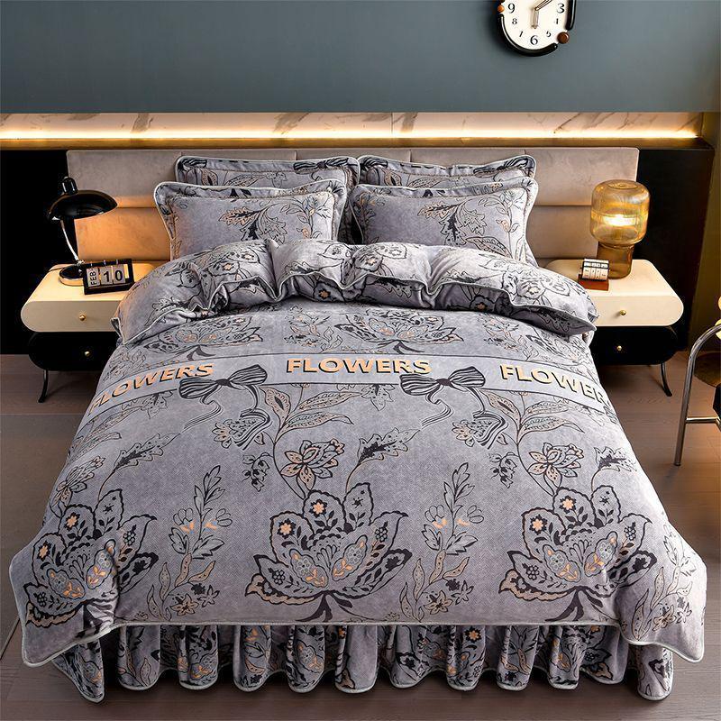 G5Z9 Jin Double-Sided Thickened Velvet Four-Piece Bedding Set for Weddings