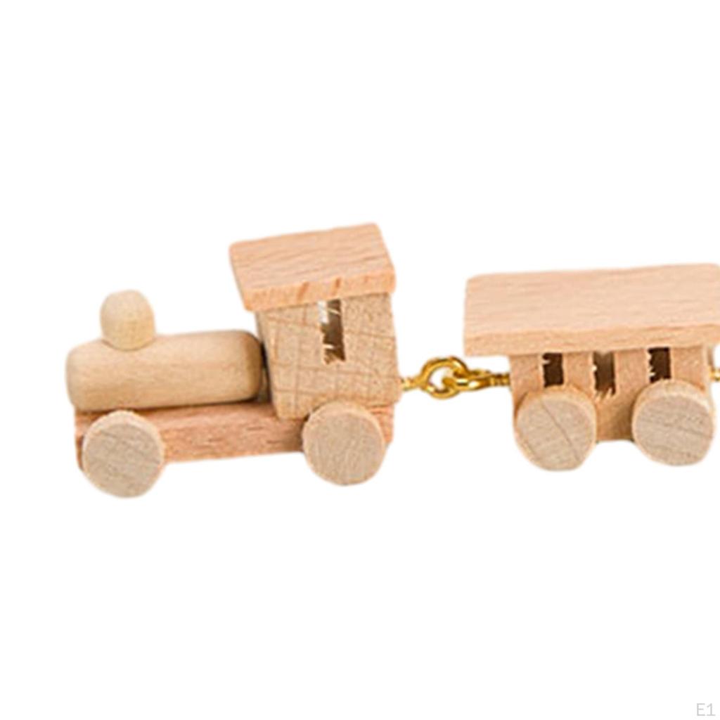 1/12 Dollhouse Mini Wooden Train Toy Miniature Wood Model Locomotive for Accessories