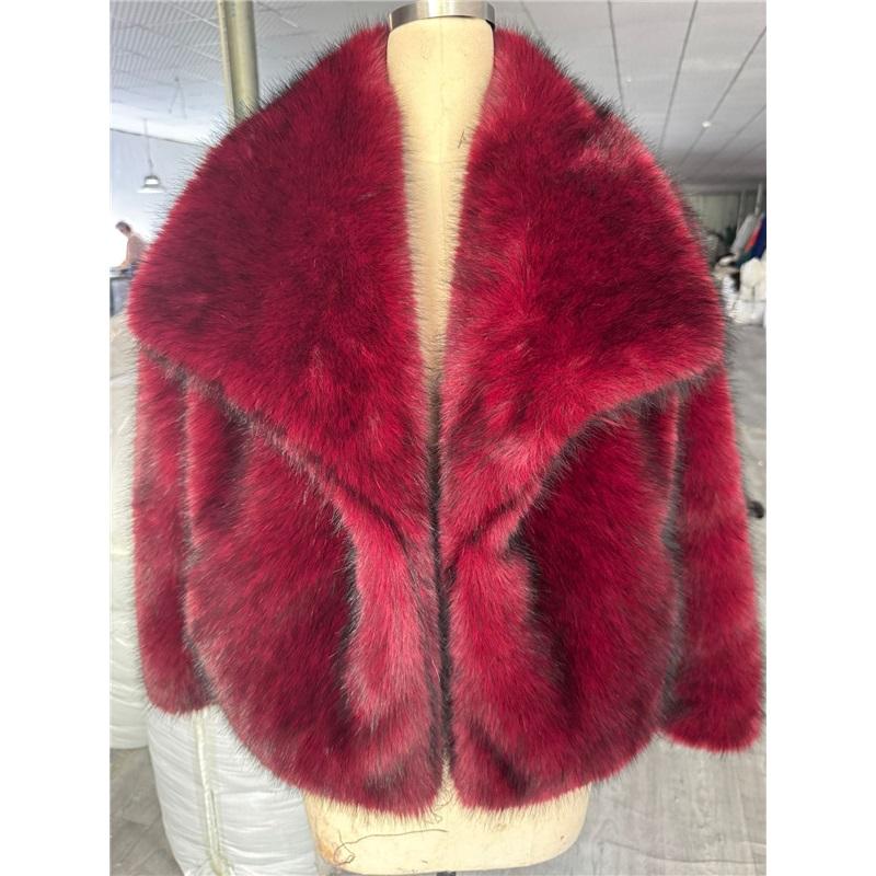 Women Faux Fox Fur Cropped Coat Large Lapel Collar Luxury Short Fluffy Jacket Cruelty‑Free Warm Outerwear For Winter Party Street Wear