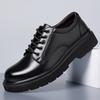 New Fashion Leather Shoes for Men Solid Color Casual Shoes Lace Up Driving Shoes Platform Black Male Cowhide Leisure Shoes 38-44