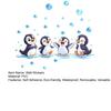 Penguin Wall Decals, Cute 4 Happy Penguins Bathing Decor, Self Adhesive Removable Wall Stickers for Bathroom, Kids Room & Shower Wall Art
