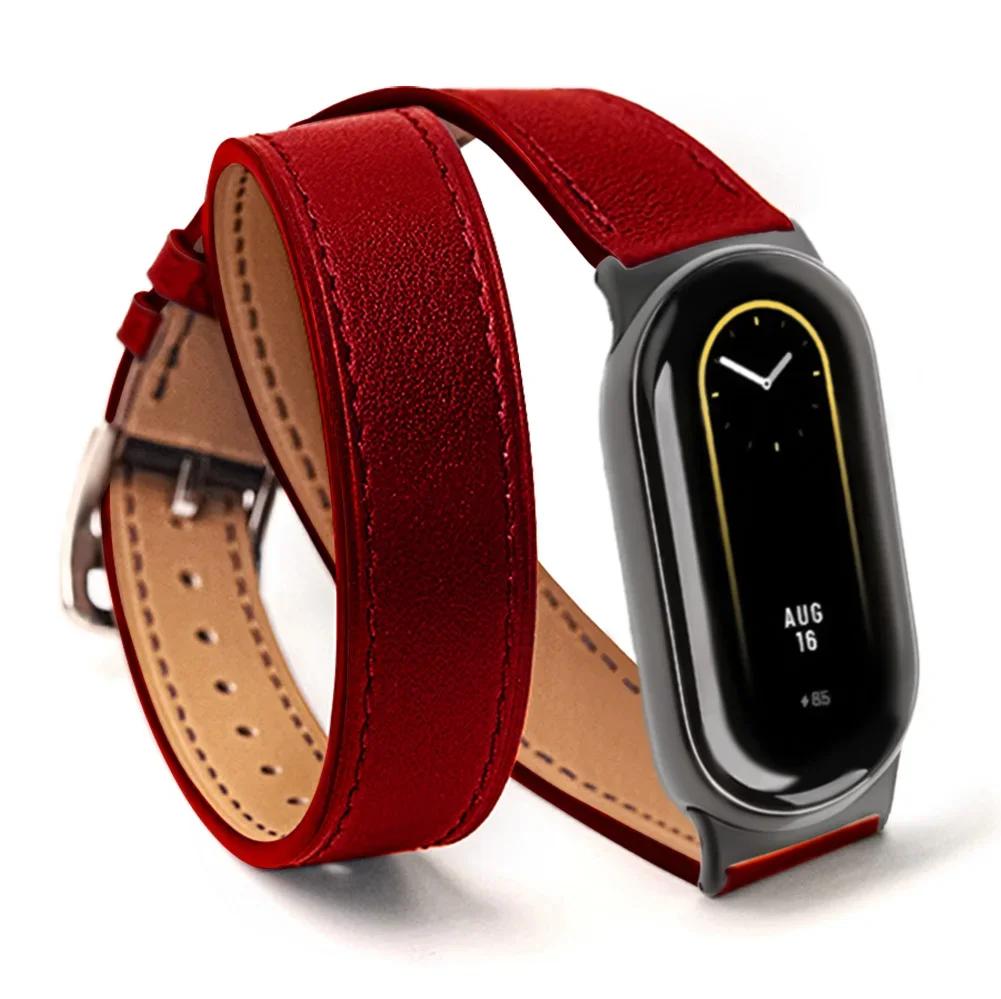 Для Mi Band 8 Ремешок Кожаный ремешок Для Xiaomi Mi Band 9 Ремешок на запястье Correa Часы Замена Miband 9 NFC Спортивный браслет Pulseira