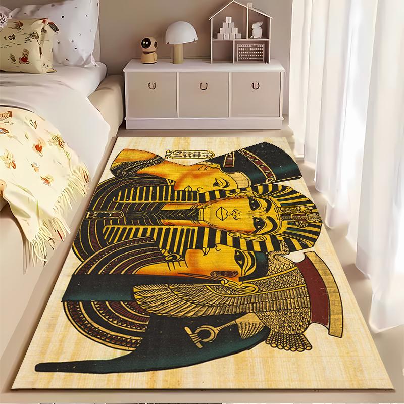 Ancient Egyptian Pharaoh Artwork Rug Non-slip rug suitable for living room and bedroom sofas.