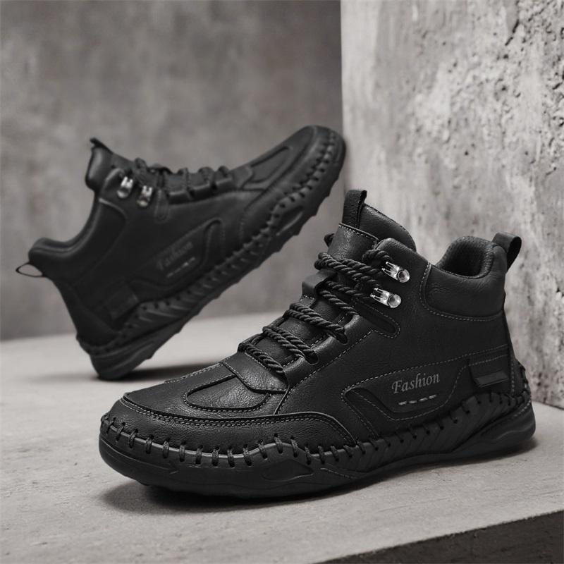 38-48 Мужские Ботинки Большого Размера Ручной Прошивки Кожаные Мужские Ботинки Спилок Повседневная Кожаная Обувь Мужские Ботильоны