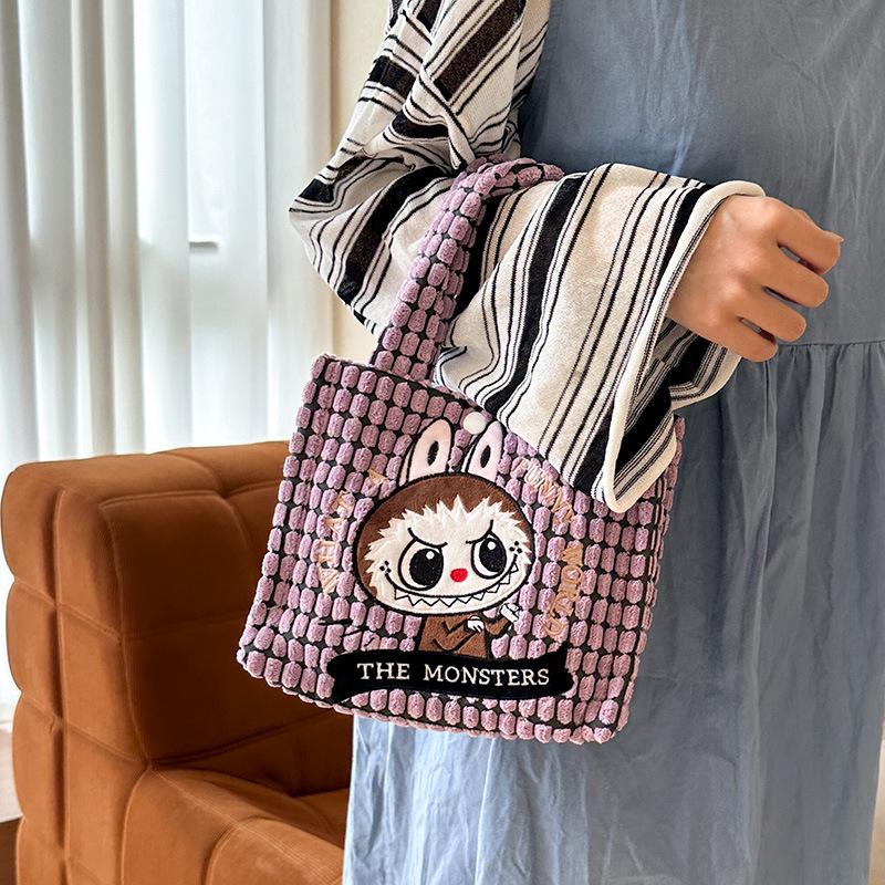 Осенне-зимняя плюшевая сумка для женщин, милая сумка кроссбоди, мультяшная сумка-тоут, универсальная сумка с куклой Лабу CLE