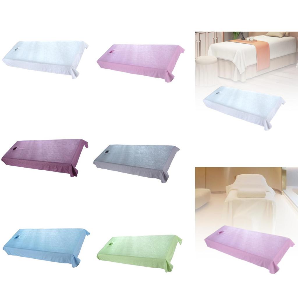 Beauty Bed Sheet with Hole Polyester Reusable Massage Bed Cover Tools Accessories for Beauty Massage Couch Salon Table Hotel Men