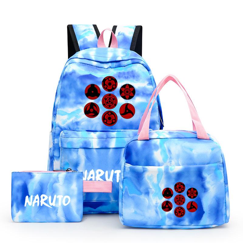 3 шт., школьный рюкзак в стиле аниме для девочек Y2K с сумками для обеда, школьный рюкзак, комплект холщовых сумок, детская сумка-ручка