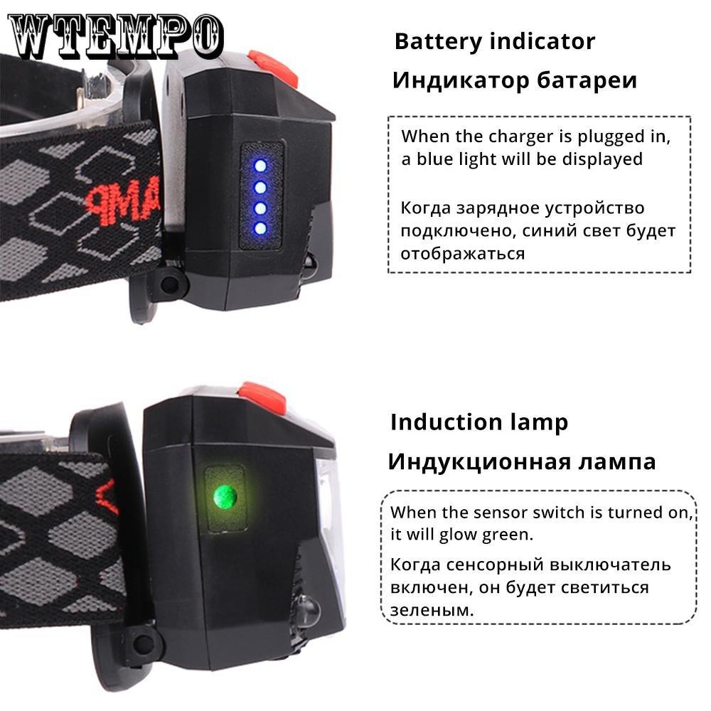 Светодиодный индукционный налобный фонарь, мощный свет, перезаряжаемый головной убор, ночной бег, рыбалка, мини-фонарь Cob, маленький налобный фонарь