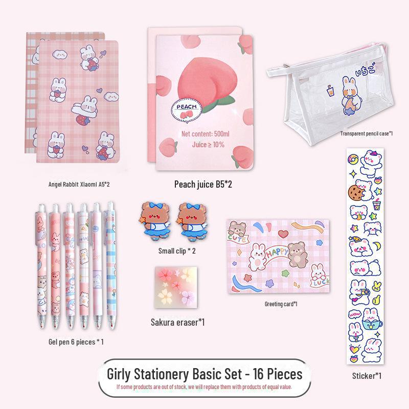 Набор канцелярских принадлежностей «Назад в школу» для учеников начальной школы — подарочный набор для девочек