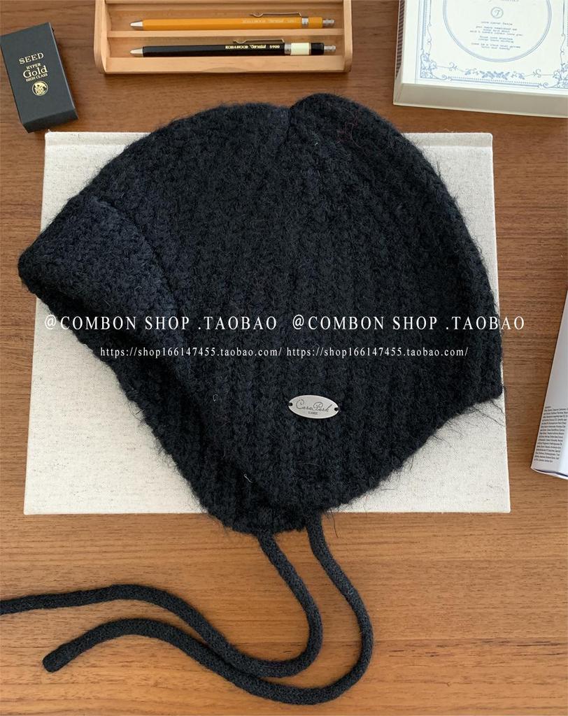 Женская вязаная шапка в корейском стиле, не раздражающая кожу, с наушниками - зимняя красная шерстяная шапка Lei Feng 2024 года