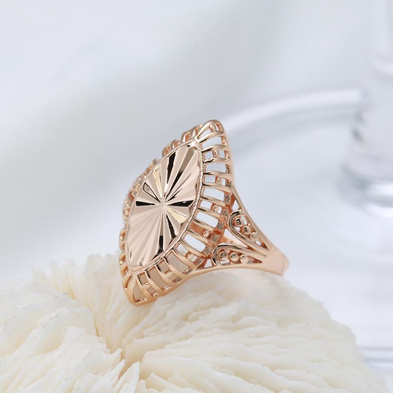 Индивидуальные кольца золотого цвета с тиснением, глянцевая полая текстура, эффектные ювелирные изделия, вечерние, свадебные, женские, необычные кольца на палец