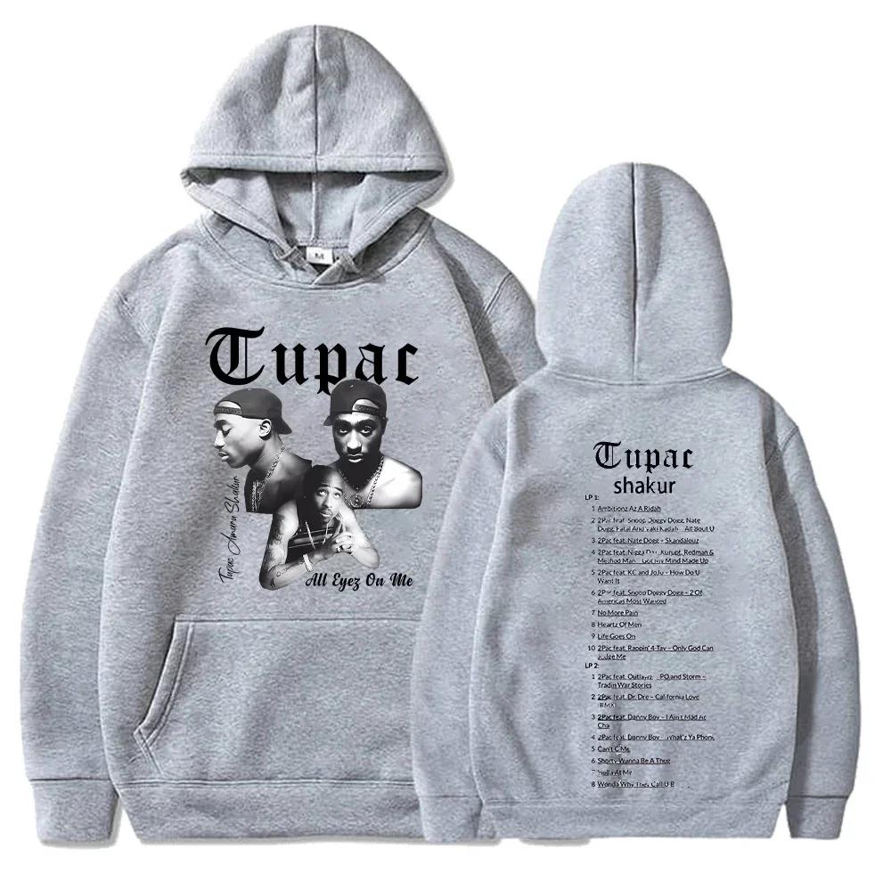 Толстовка Тупак Шакур Мужская Женская С Принтом All Eyez on Me Худи с Капюшоном Хип-Хоп Портрет Рэпера Пуловер Уличная Одежда Повседневная Худи для Фанатов Подарок