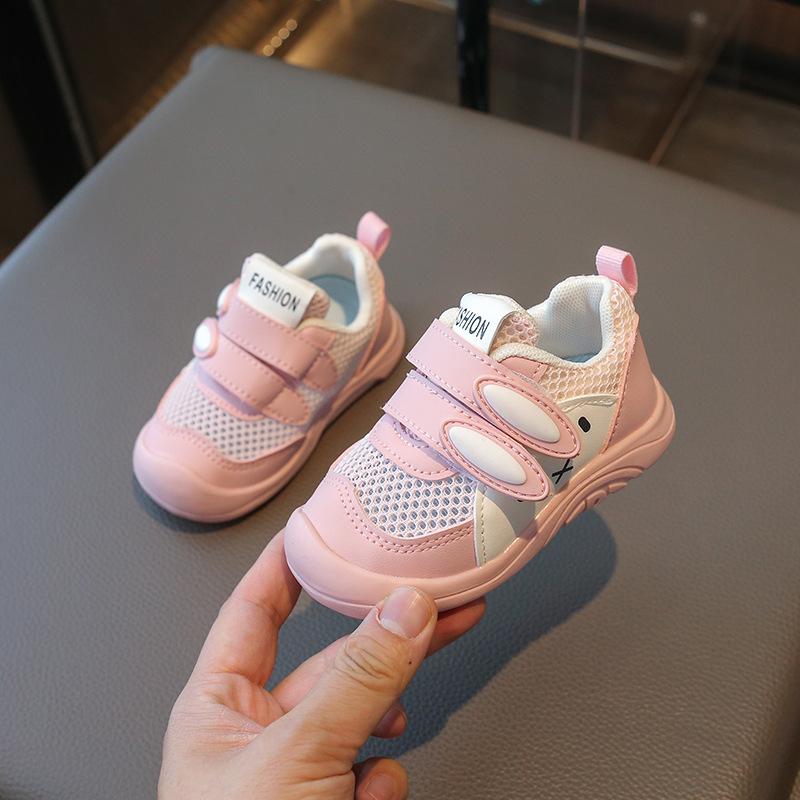 Весна и лето новая мода милый кролик детские туфли для малышей мальчиков и девочек на липучке мультяшные детские сетчатые туфли одинарные туфли