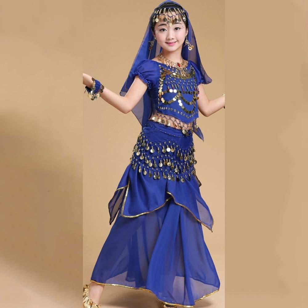 Платье принцессы, костюмы для танца живота, красочная индийская одежда для девочек, милый комплект танцевальных костюмов для малышей