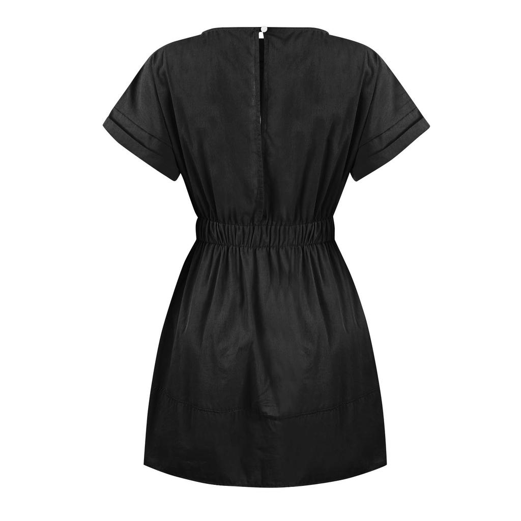 Женские летние платья с квадратным вырезом и коротким рукавом с вырезом на талии, повседневное вечернее многоуровневое платье трапециевидной формы