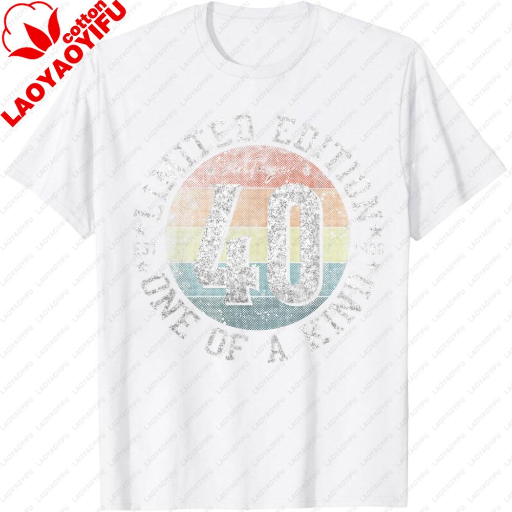 Limited Edition 40 Vintage One of A Kind Summer Unisex TShirt Birthday Gift for Him Party Wear 1986 Retro Unisex Casual Tops