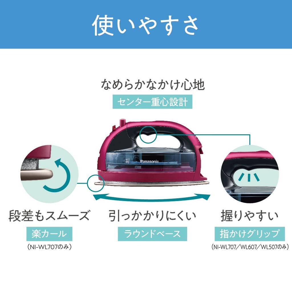 Panasonic Cordless Steam W Head Iron Pink NI-WL707-P