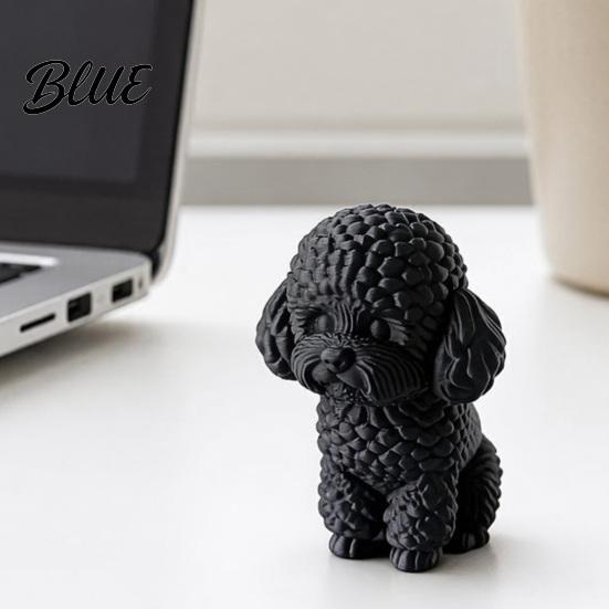 Современные украшения для дома 3D-печатная милая статуэтка собаки-тедди Миниатюрная фигурка пуделя Матовая сплошная черная статуэтка с детализированной кудрявой шерстью Широкое основание предотвращает опрокидывание