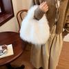 2025 New Hair Bag Women's Imitation Fox Hair Pleated Soft Hand Bag Large Capacity Handbag Plush Bag