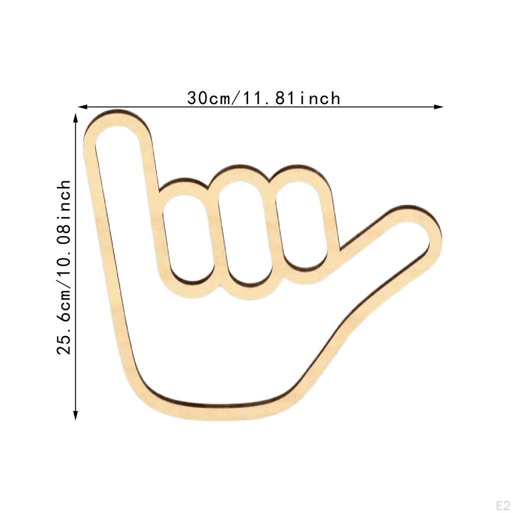 Surfer Hand Sign Wall Decor, Wood Painting Carving Sticker, Surf for Living Room, Kids’S