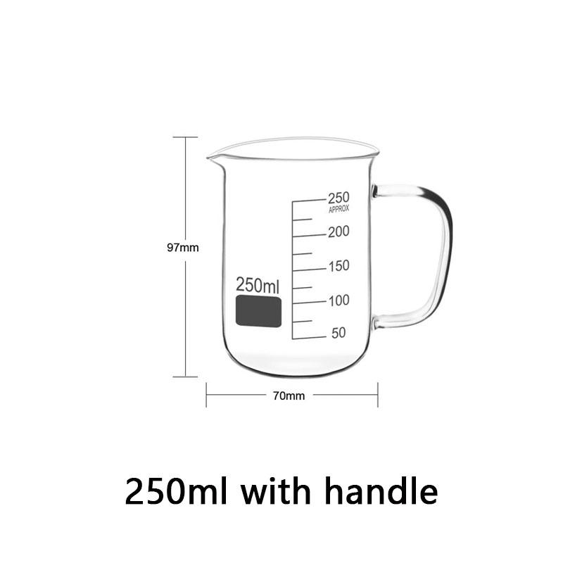 50-1000 мл Высокоборосиликатное стекло Мерный стакан Термостойкий лабораторный стакан С ручкой/Без ручки Шкала Кружка Измерительные инструменты