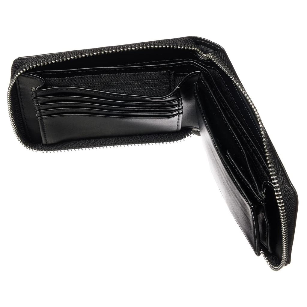 VOICE Carbon Leather Bifold Round Zipper Coin Perfect Boxed Men's Wallet, "Skillfully" Slim, Closure, Easy-to-Use Box-Shaped Pocket, Gift,