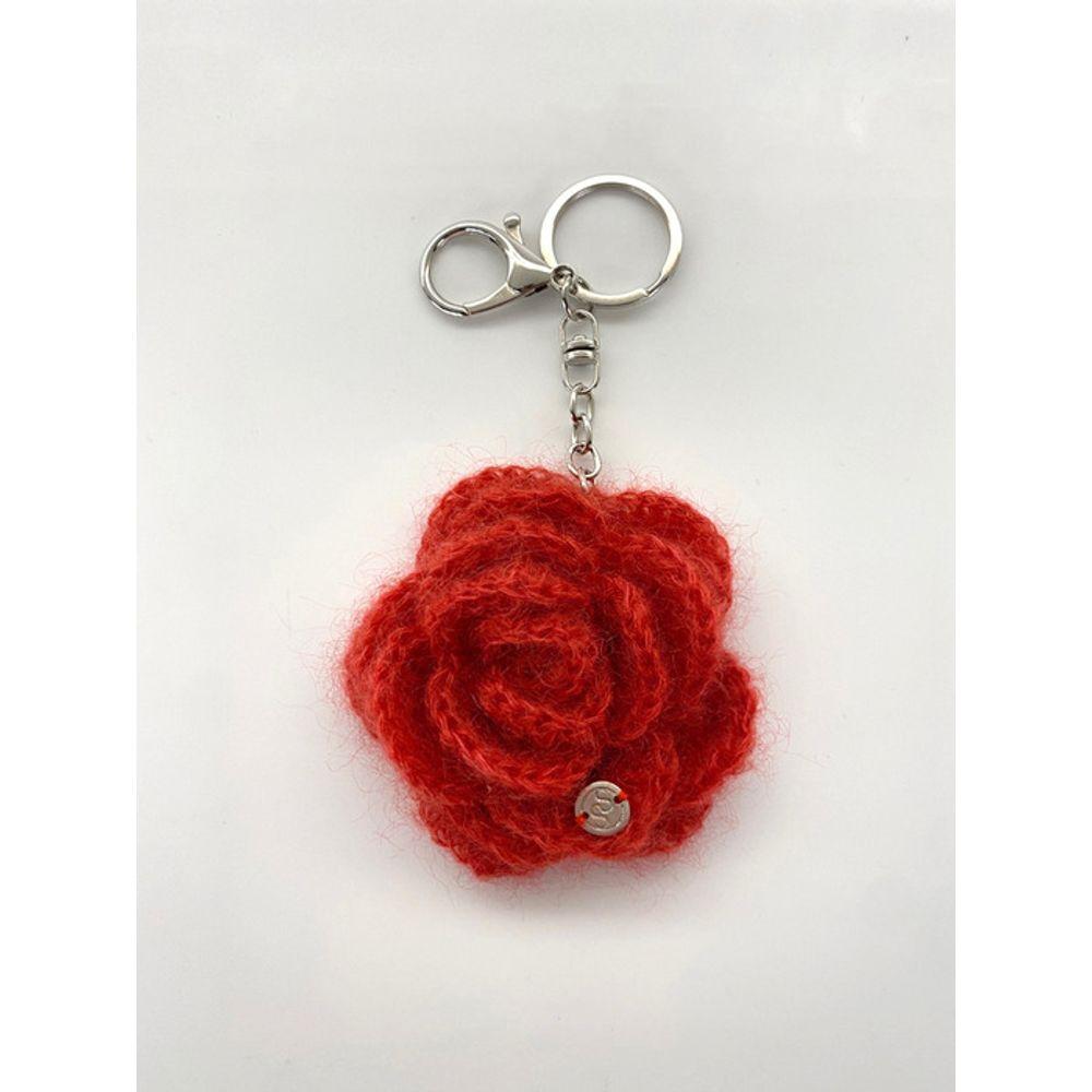 Slowslowly No.196 / Kid Mohair Camellia Keyring _ Red