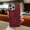 Luxury Red Lips Print Shockproof Soft TPU Slim Phone Case For iPhone 16 Pro Max 15 Pro 14 13 12 11 Matte Leather Texture Lens Protection Cover