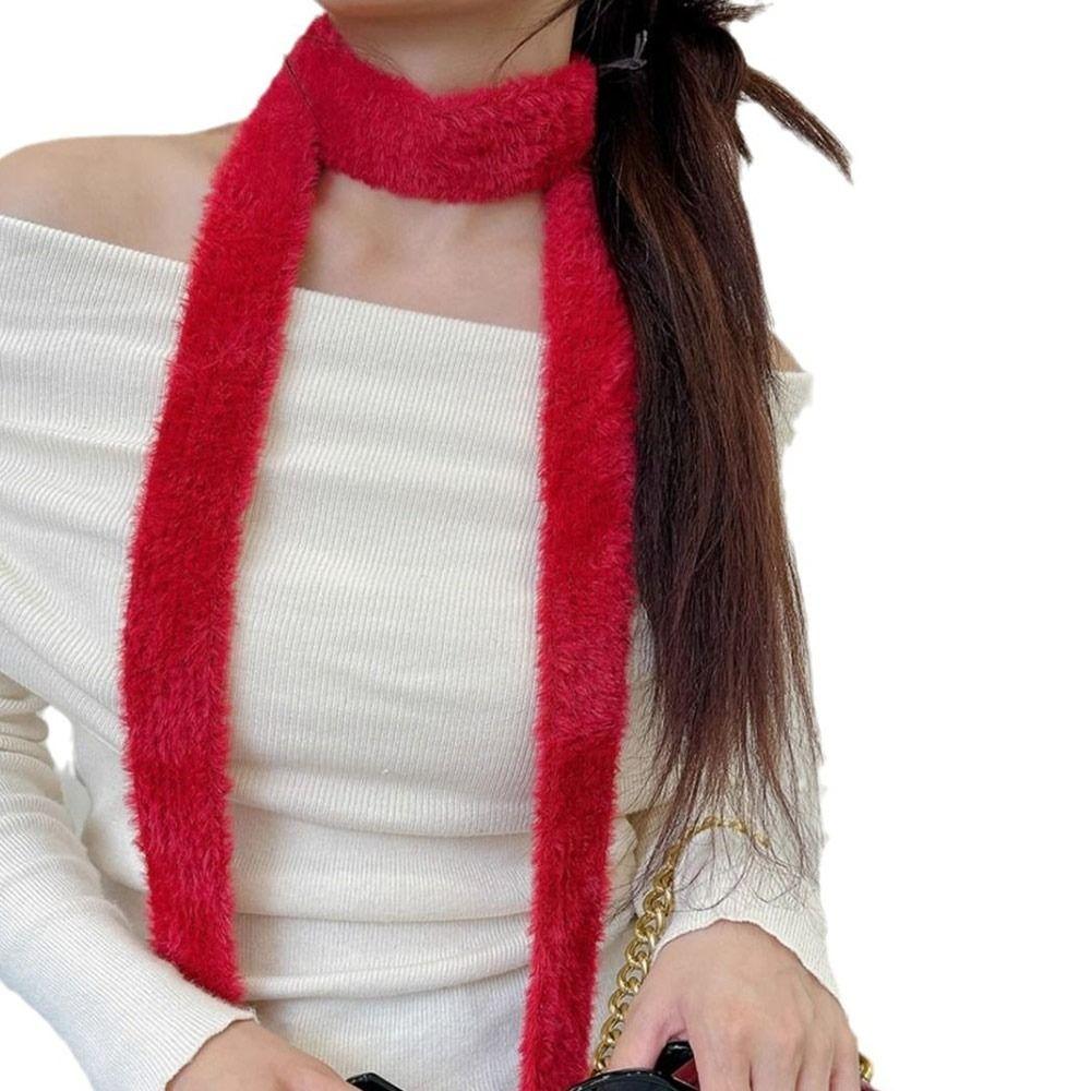 Solid Color Y2K Girl Scarf Imitation Mink Fur Mohair Women Scarf Long Strip Scarf Autumn Winter