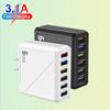 Универсальное 6-портовое USB-зарядное устройство 3.1A со сменными вилками EU/US/UK/KR для мобильных устройств