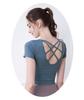 DAYCLOSET Топ для йоги с короткими рукавами yoga151 Женский с чашечками, рукавами, эластичный, легкий, (Л, Синий)